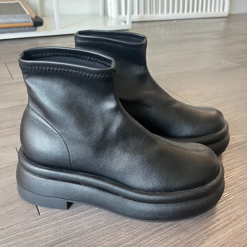 Charles & Keith Black Chunky Ankle Boots in Size 36 (Never Worn Outside!)